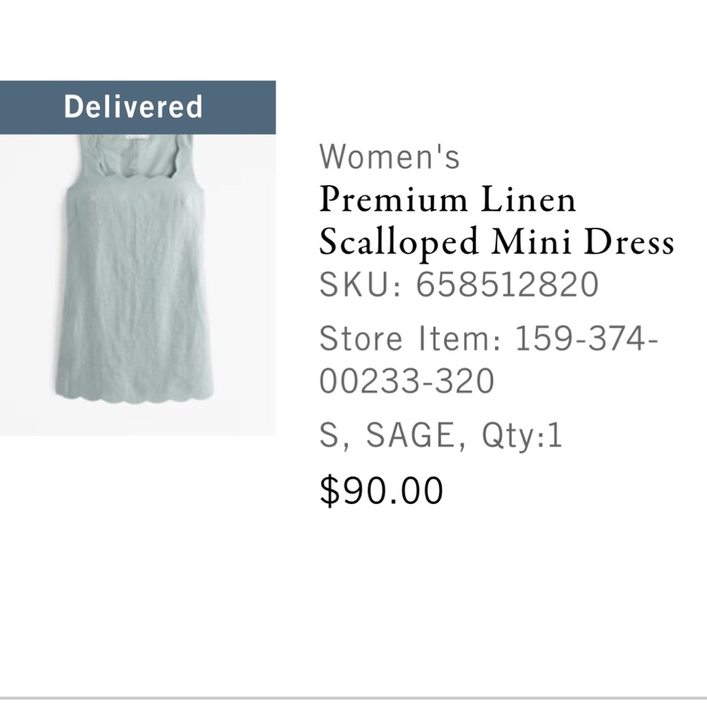 Abercrombie & Fitch Linen Scalloped Mini Dress - Light Green